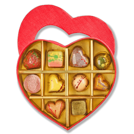 מארז לב יום האהבה 10 פרלינים